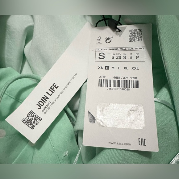 NWT Zara Strappy Linen Blend Mini Skater Dress in Mint/White Polka Dot TB1 - Picture 11 of 11